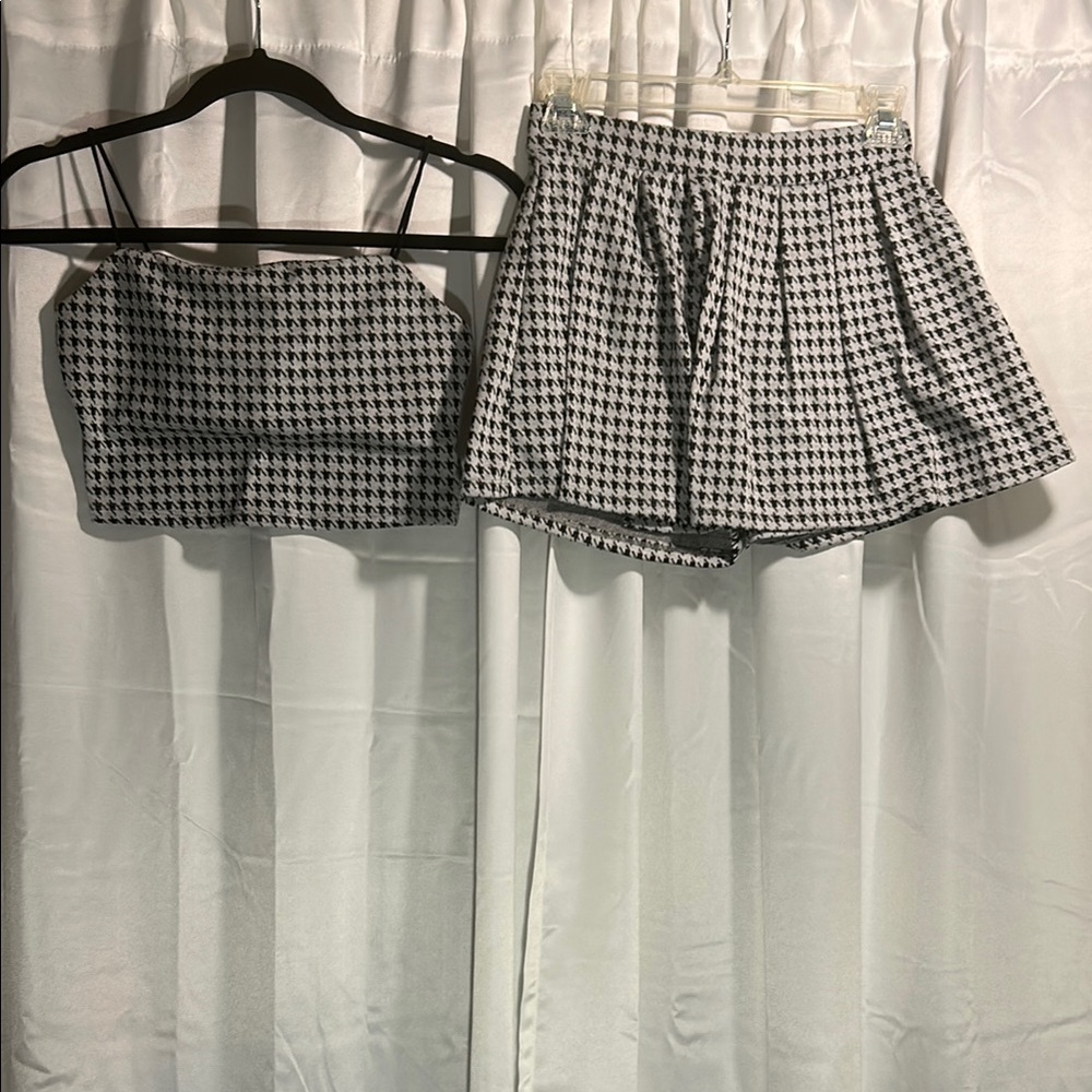 Elegant Houndstooth Matching Set